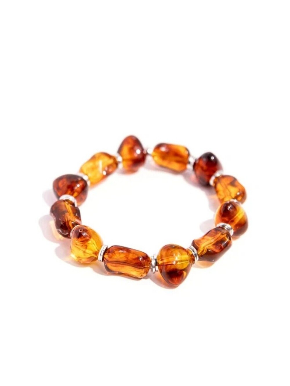 Brown Amber Glassy Genre Stretch Bracelet
